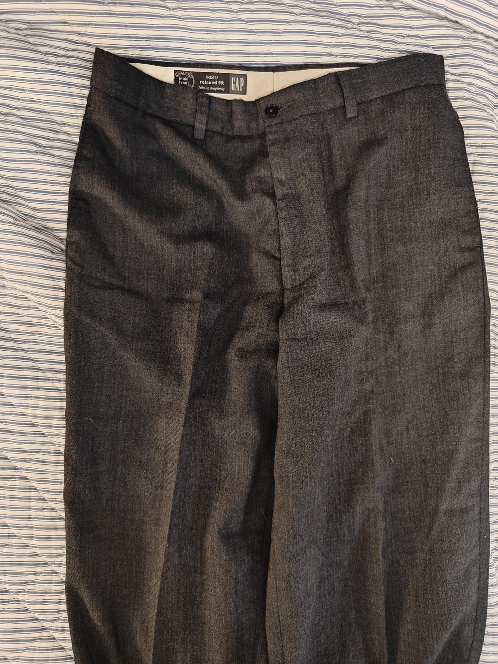 Vintage 80s GAP Men Dark Charcoal Wool Dress Pants 33x28 (Fits 32.5)